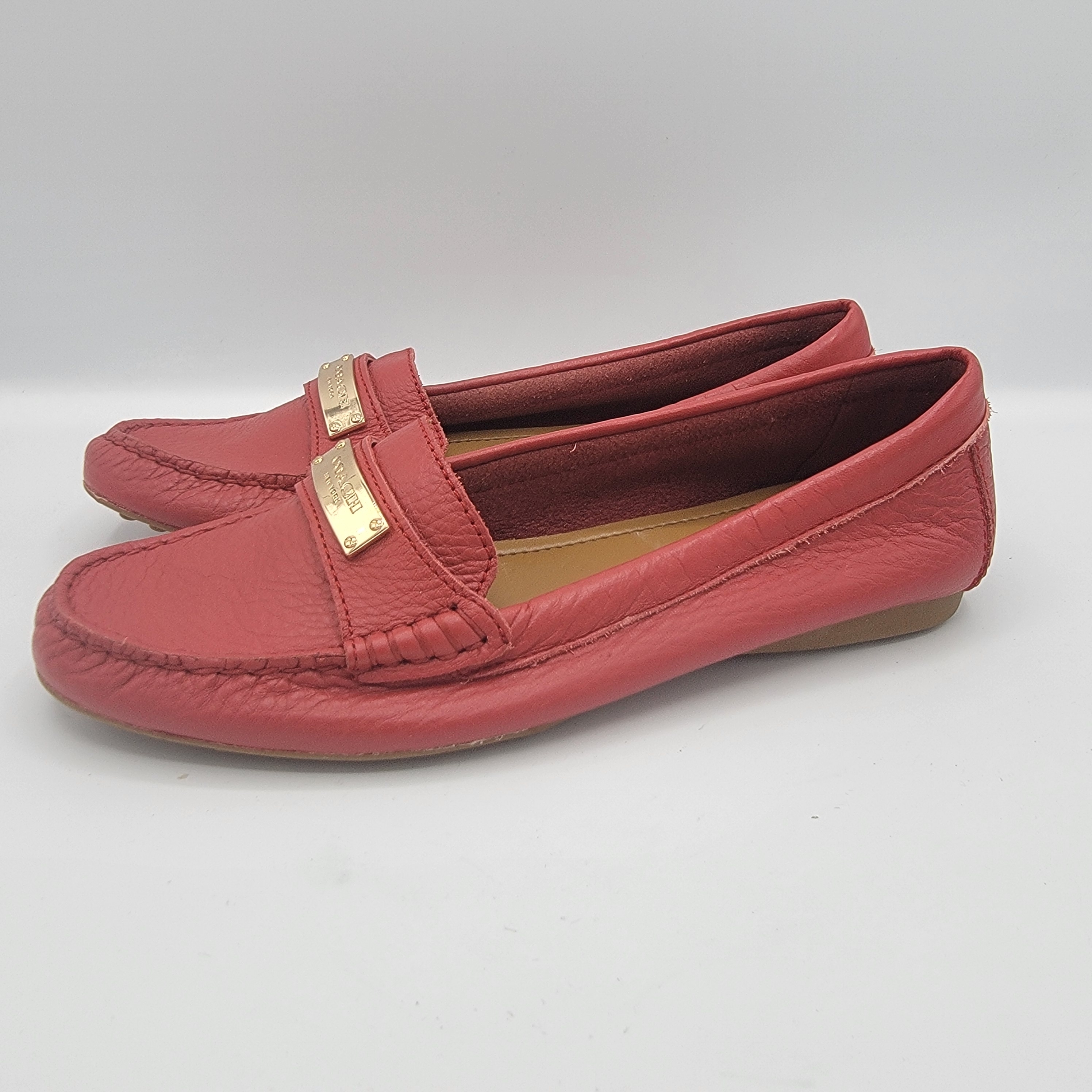 Coach Fredrica Red Leather Loafers